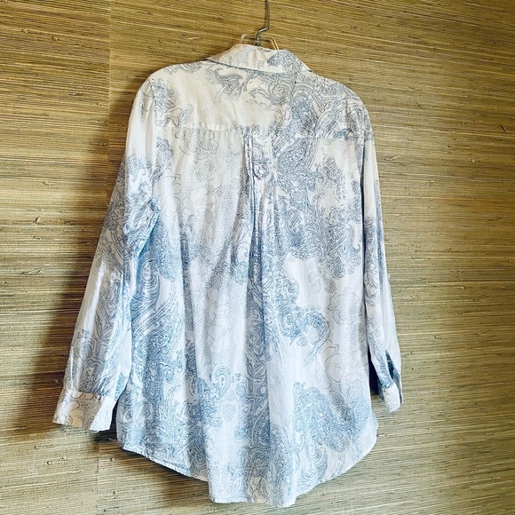 COLDWATER CREEK Blue & White Casual Blouse, Pin-tucks, Button-Down, M - Picture 6 of 15